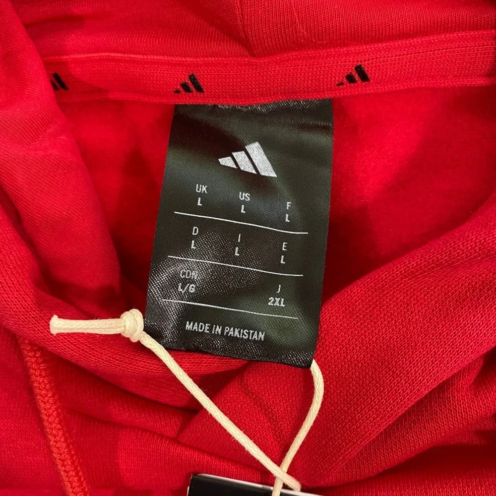 Adidas Trefoil Big Logo Sweatshirt Hoodie Adult Large Red Black  Fleece Pullover